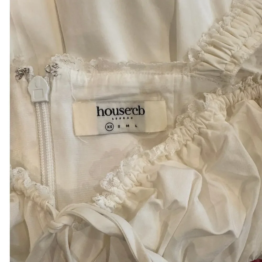 House of CB Felizia White Puff Sleeve Maxi Sundress Size XS - Picture 13 of 16